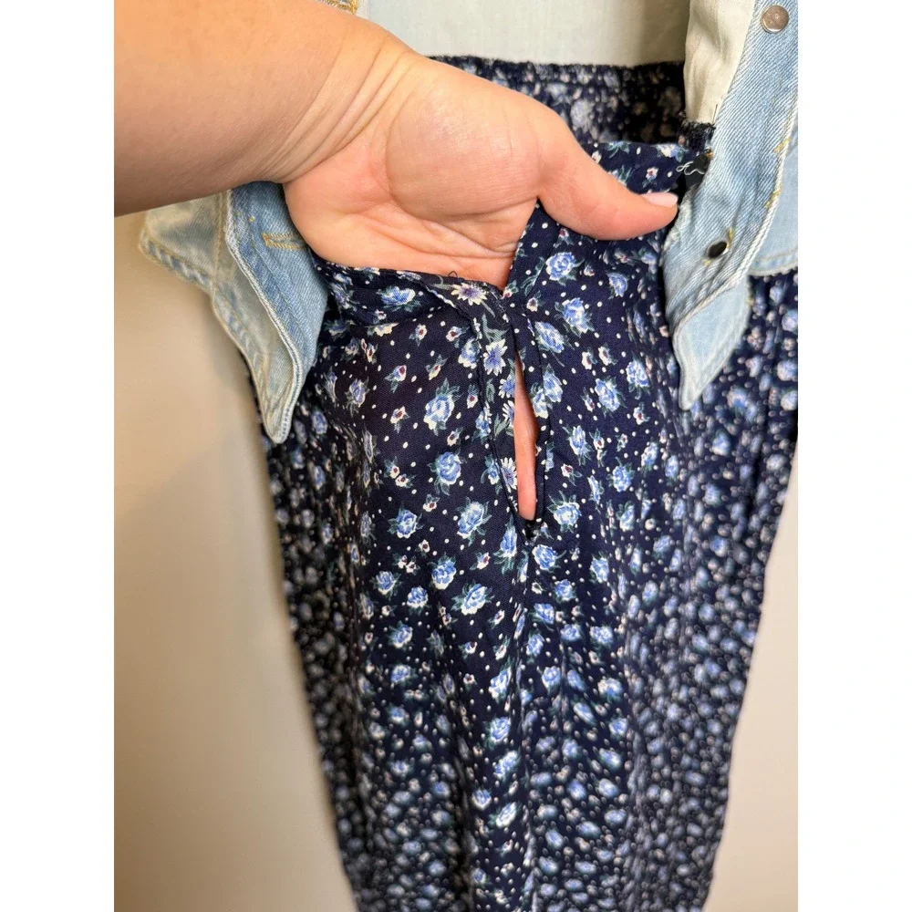 NWT Vintage Paris Blues S | M Denim Vest Blue Floral Maxi Dress Set 1990's USA - Picture 16 of 16